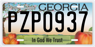 GA license plate PZP0937