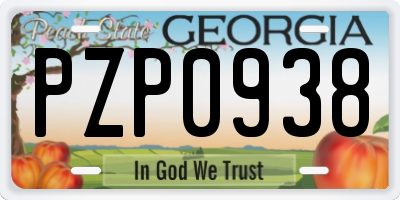 GA license plate PZP0938