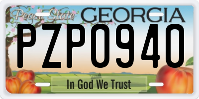 GA license plate PZP0940