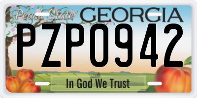 GA license plate PZP0942