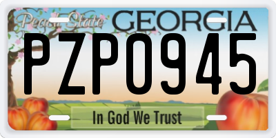 GA license plate PZP0945