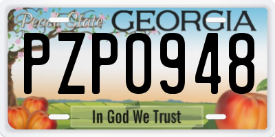 GA license plate PZP0948