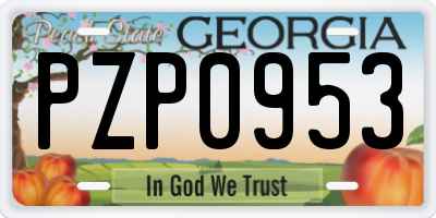 GA license plate PZP0953