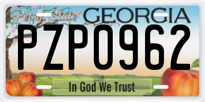 GA license plate PZP0962