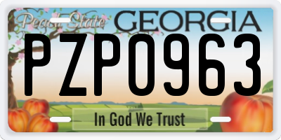 GA license plate PZP0963