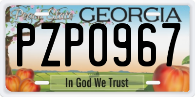 GA license plate PZP0967