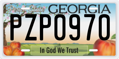 GA license plate PZP0970