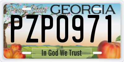 GA license plate PZP0971