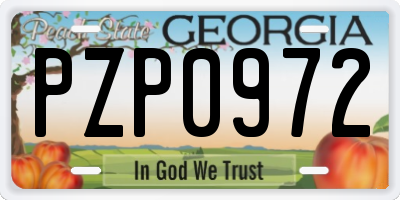 GA license plate PZP0972