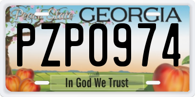 GA license plate PZP0974