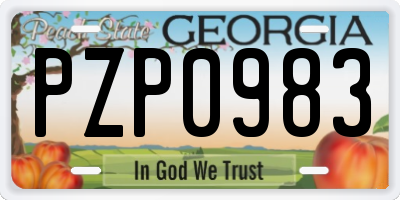 GA license plate PZP0983
