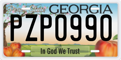 GA license plate PZP0990