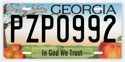 GA license plate PZP0992