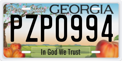 GA license plate PZP0994