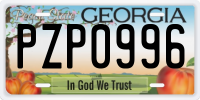 GA license plate PZP0996