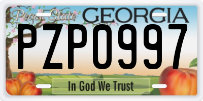 GA license plate PZP0997