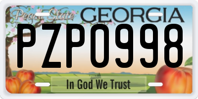 GA license plate PZP0998
