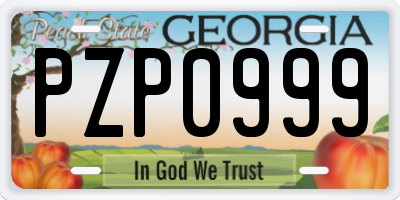 GA license plate PZP0999