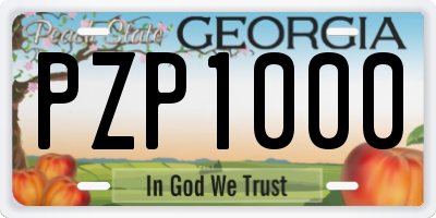 GA license plate PZP1000