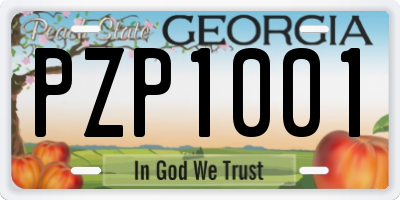 GA license plate PZP1001