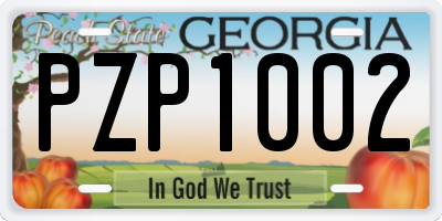 GA license plate PZP1002