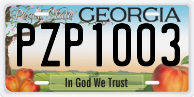 GA license plate PZP1003