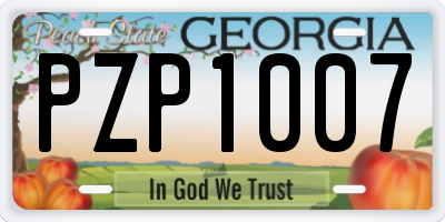 GA license plate PZP1007