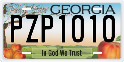 GA license plate PZP1010