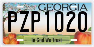 GA license plate PZP1020