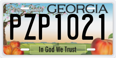 GA license plate PZP1021