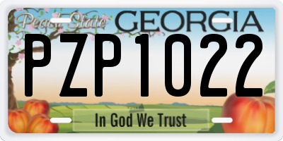 GA license plate PZP1022