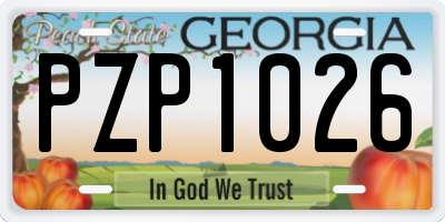 GA license plate PZP1026