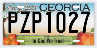 GA license plate PZP1027