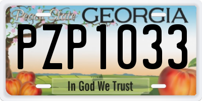 GA license plate PZP1033