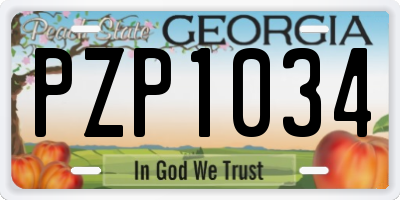 GA license plate PZP1034