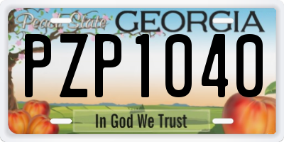 GA license plate PZP1040