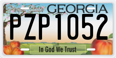 GA license plate PZP1052