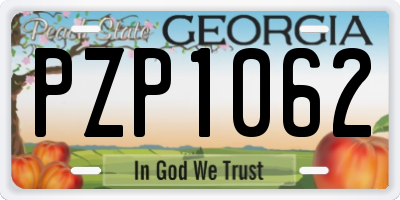 GA license plate PZP1062