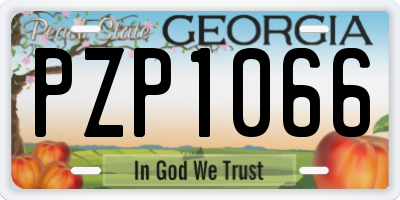 GA license plate PZP1066