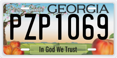 GA license plate PZP1069