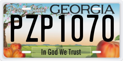 GA license plate PZP1070