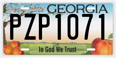GA license plate PZP1071