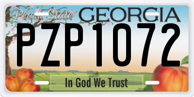 GA license plate PZP1072