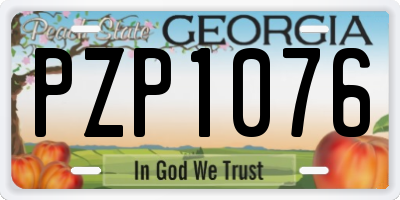 GA license plate PZP1076