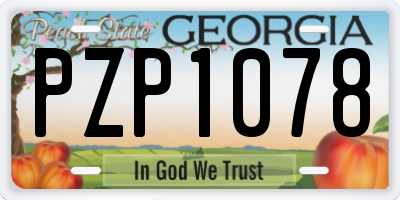 GA license plate PZP1078