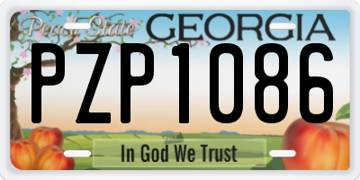 GA license plate PZP1086