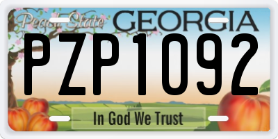 GA license plate PZP1092