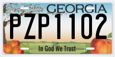 GA license plate PZP1102