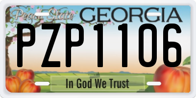 GA license plate PZP1106