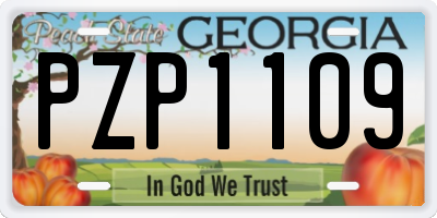 GA license plate PZP1109